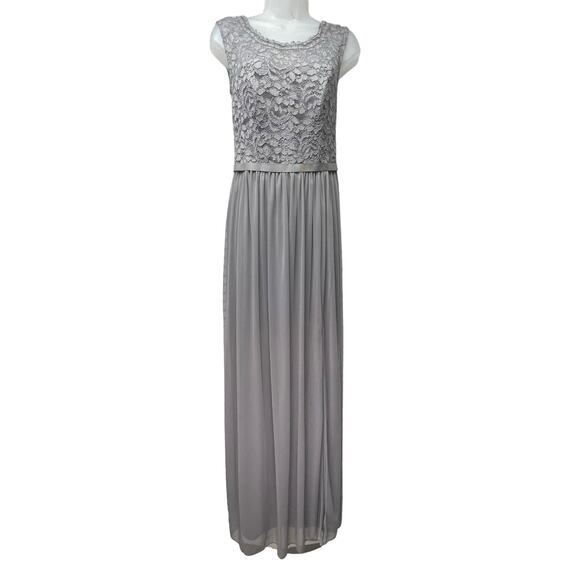 David’s Bridal Gray Long Formal Lace Bodice Sleeveless Dress Bridesmaid Size 4 - Picture 1 of 7